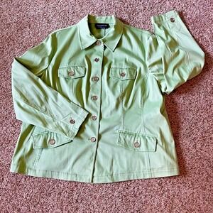 🧥 Jones New York Signature Woman 2X Light Green Stretch Utility Jacket – Cotton